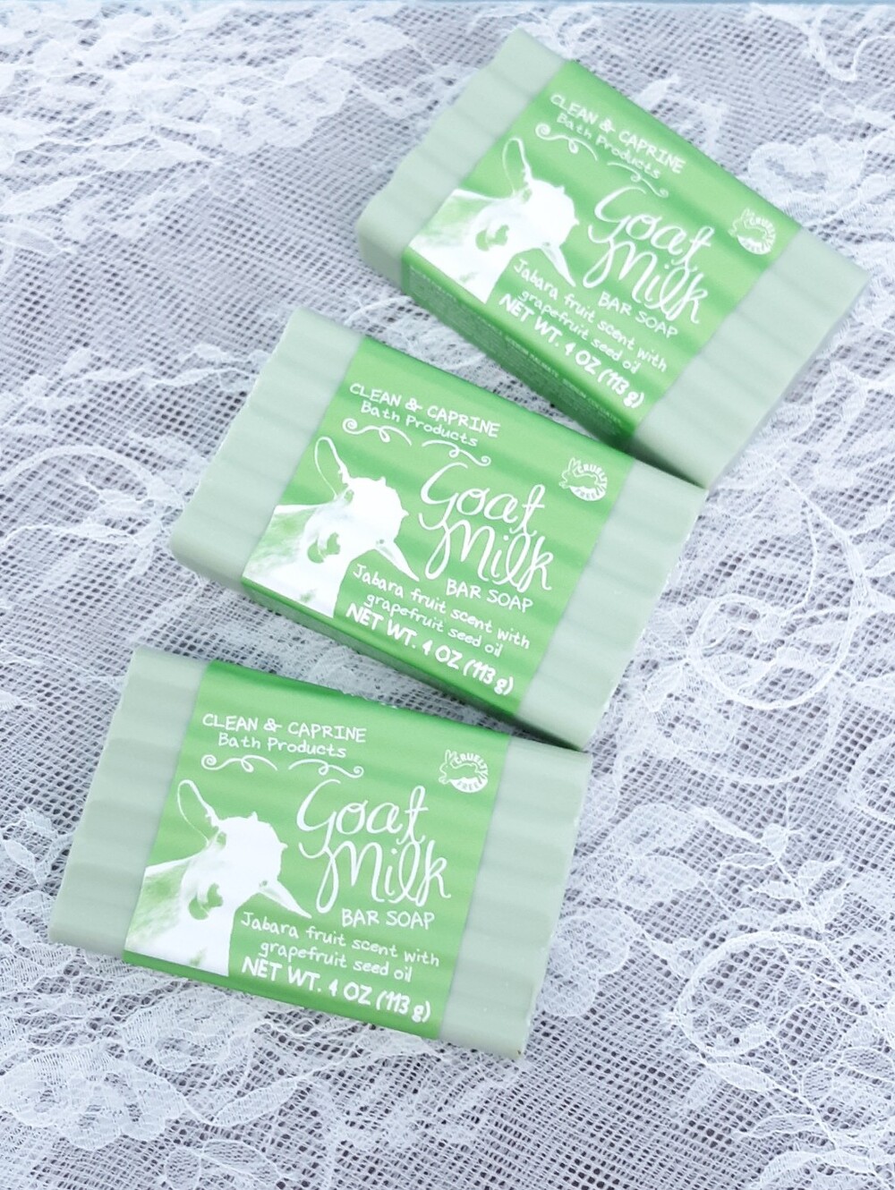 3 Goat Milk Bar Soap Clean Caprine Be Well Green Jabara Fruit Grapefruit Set - Picture 3 of 8